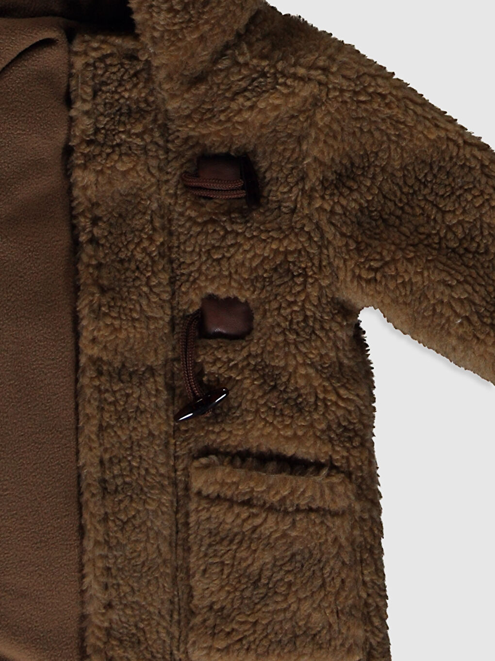 Kahverengi Kapüşonlu Uzun Kollu Basic Kalın Erkek Bebek Kaban-2