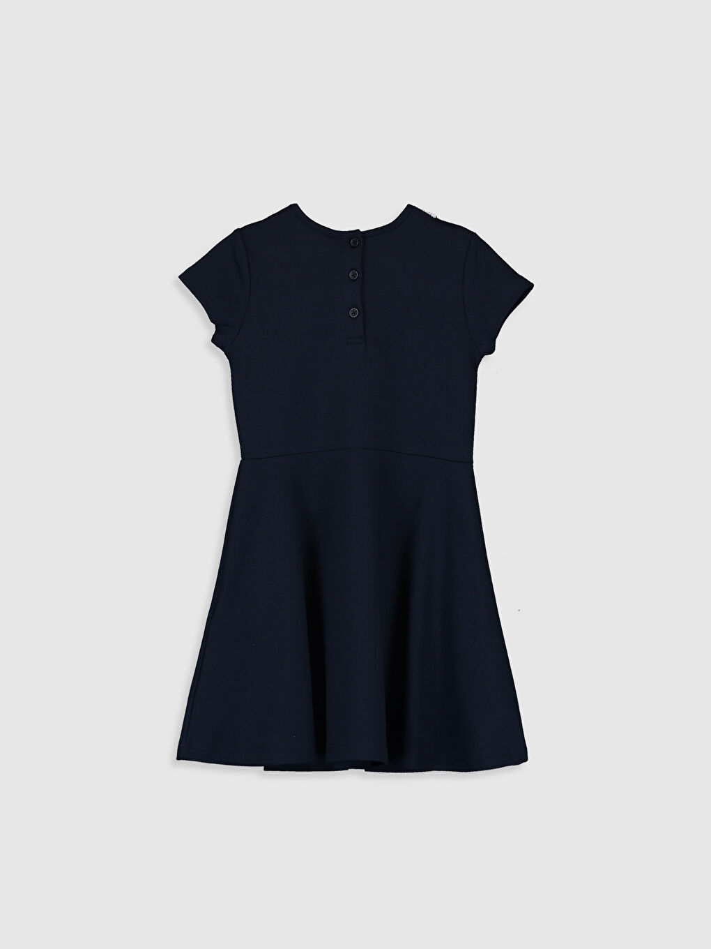 Lacivert Kız Çocuk Basic Kloş Elbise-1