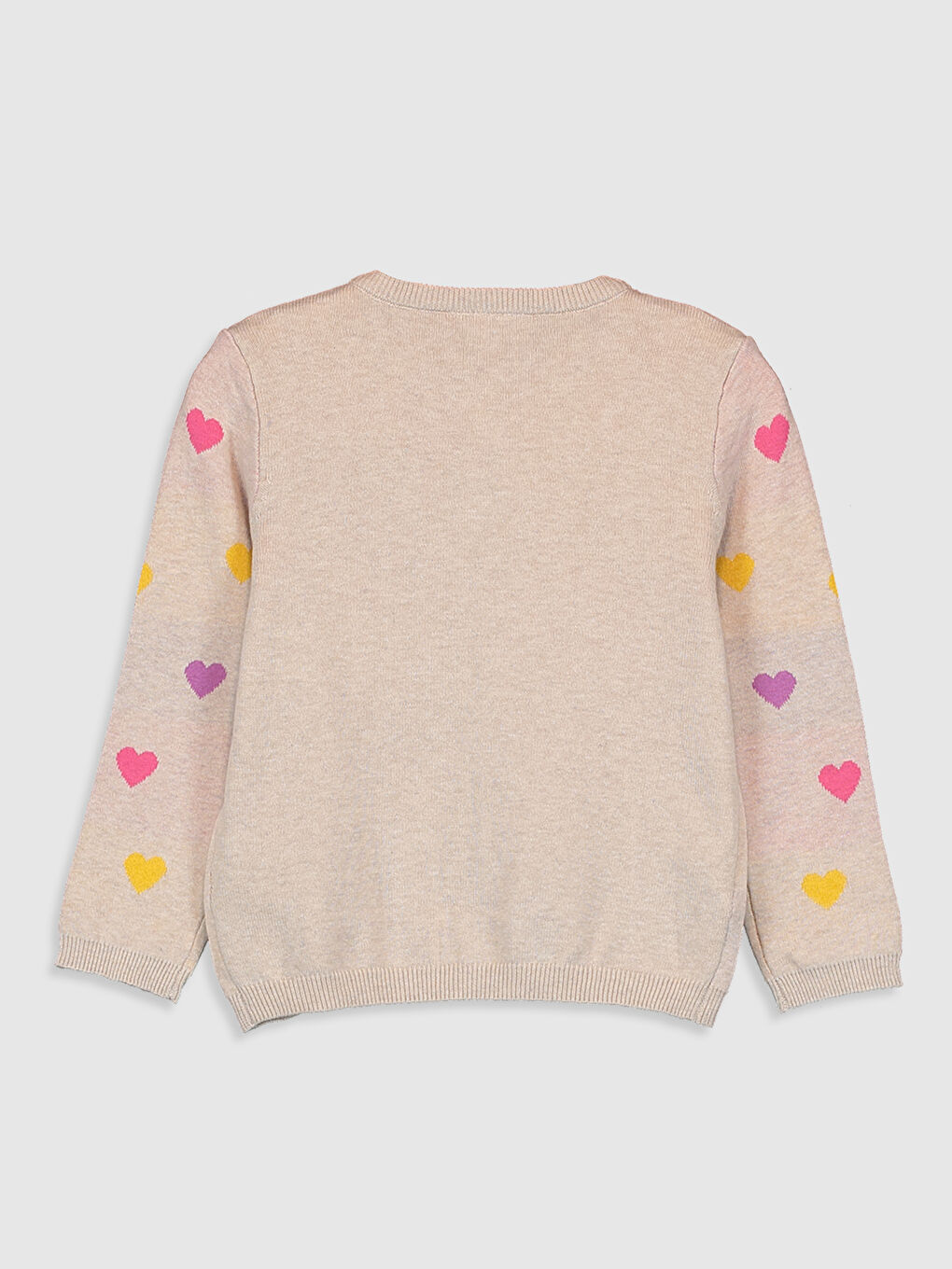 Bej Kız Çocuk Desenli İnce Triko Hırka-1