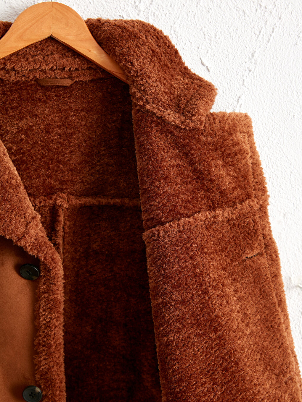 Kahverengi Standart Kalıp Kürk Yaka Süet Mont-1