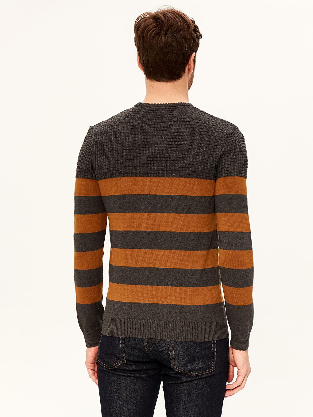 Kahverengi Bisiklet Yaka Erkek Triko Kazak-2