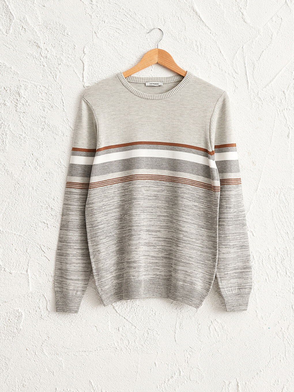 Crew Neck Striped Thin Knitwear Sweater