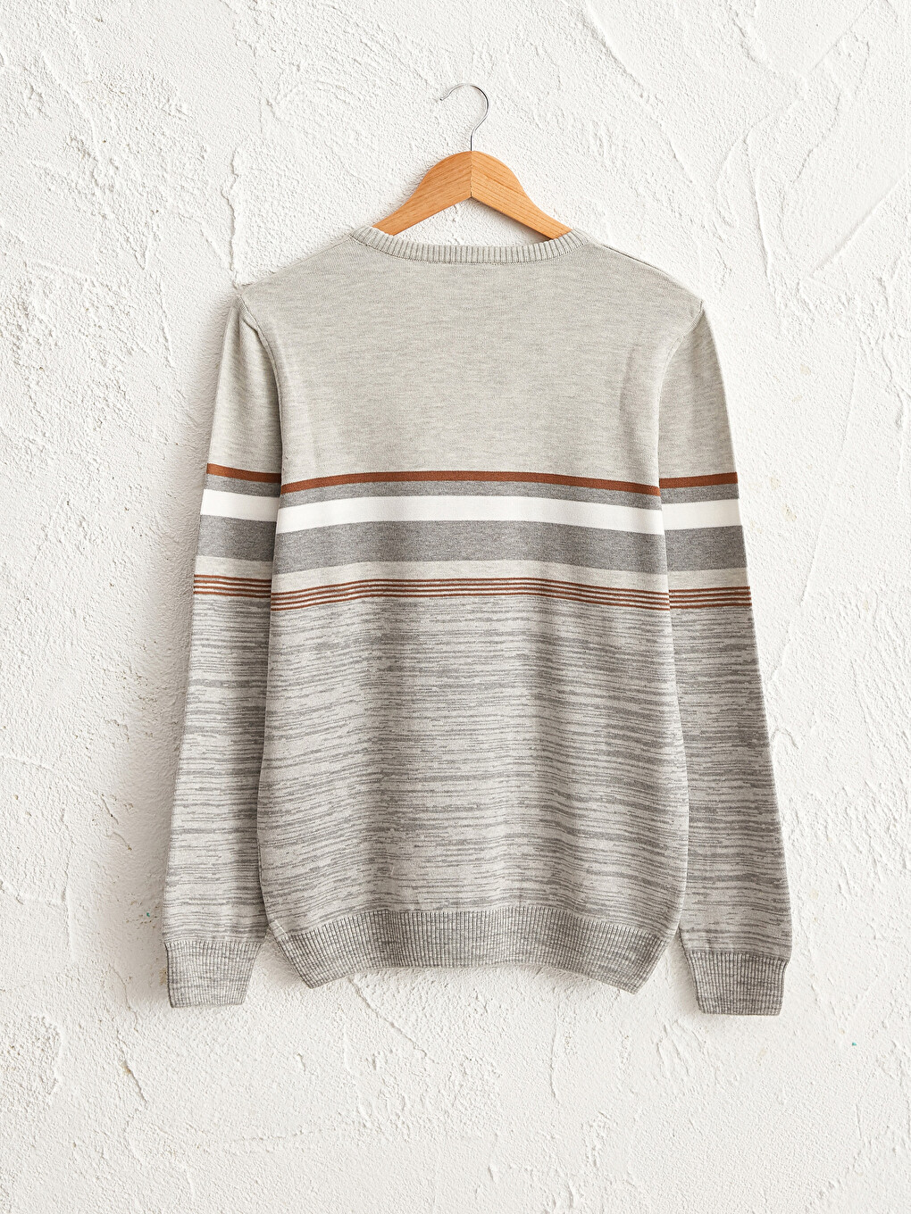 Crew Neck Striped Thin Knitwear Sweater-1