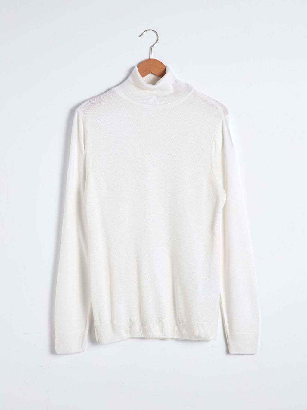 Ekru Balıkçı Yaka Uzun Kollu İnce Erkek Triko Kazak-6