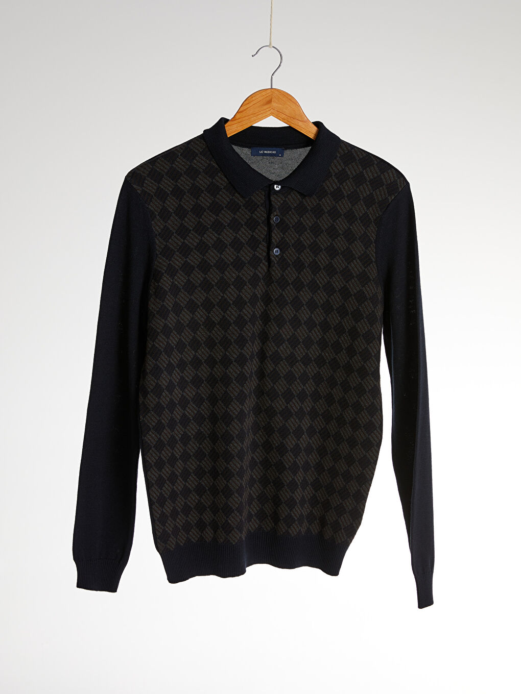 Polo Neck Argyle Lightweight Jumper