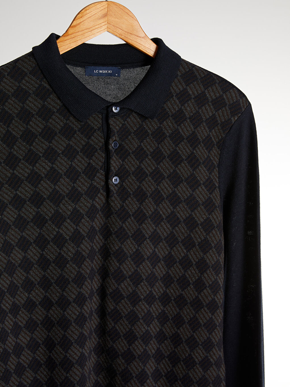 Polo Neck Argyle Lightweight Jumper-3