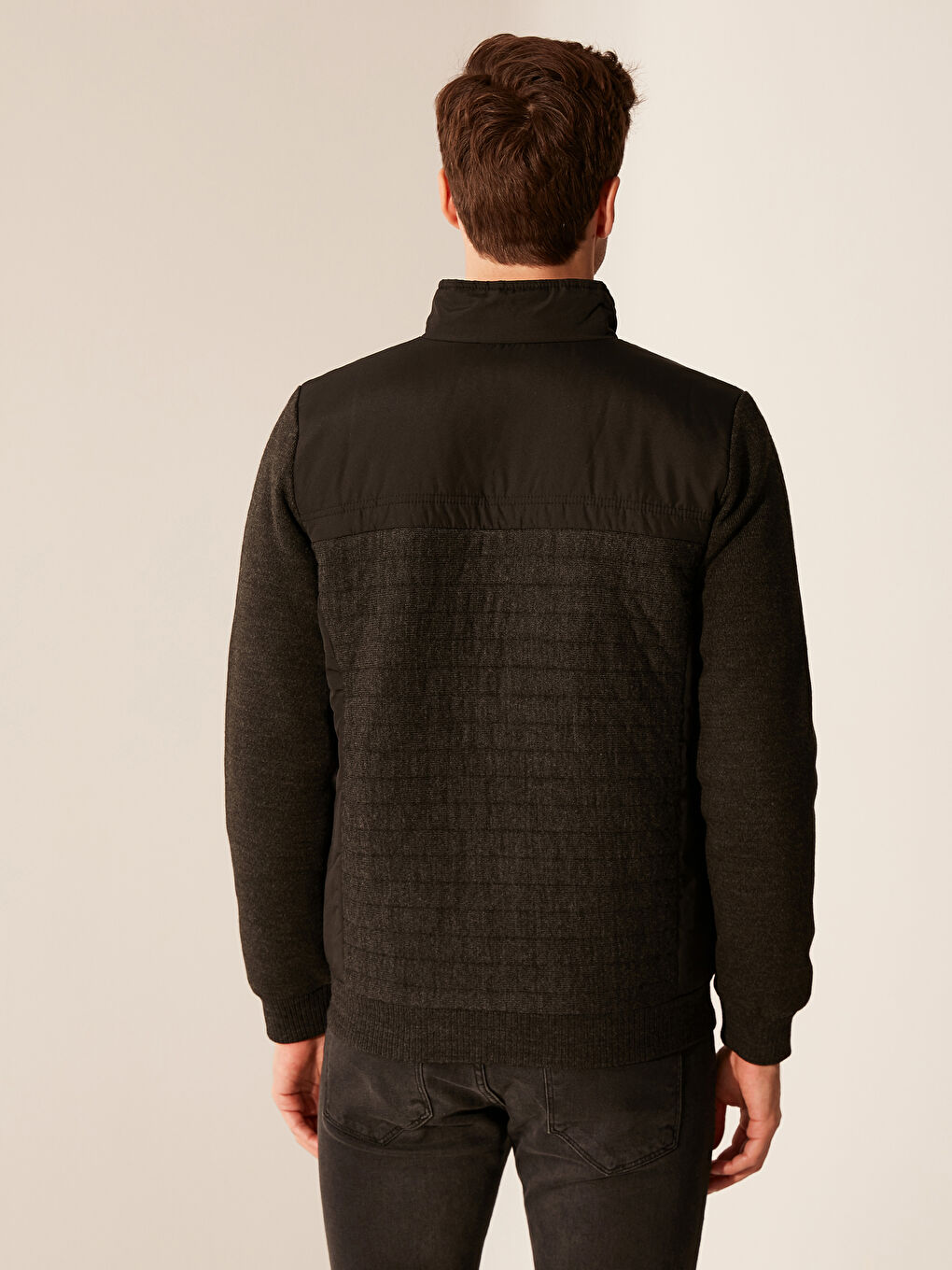 Gri Dik Yaka İnce Triko Hırka-2