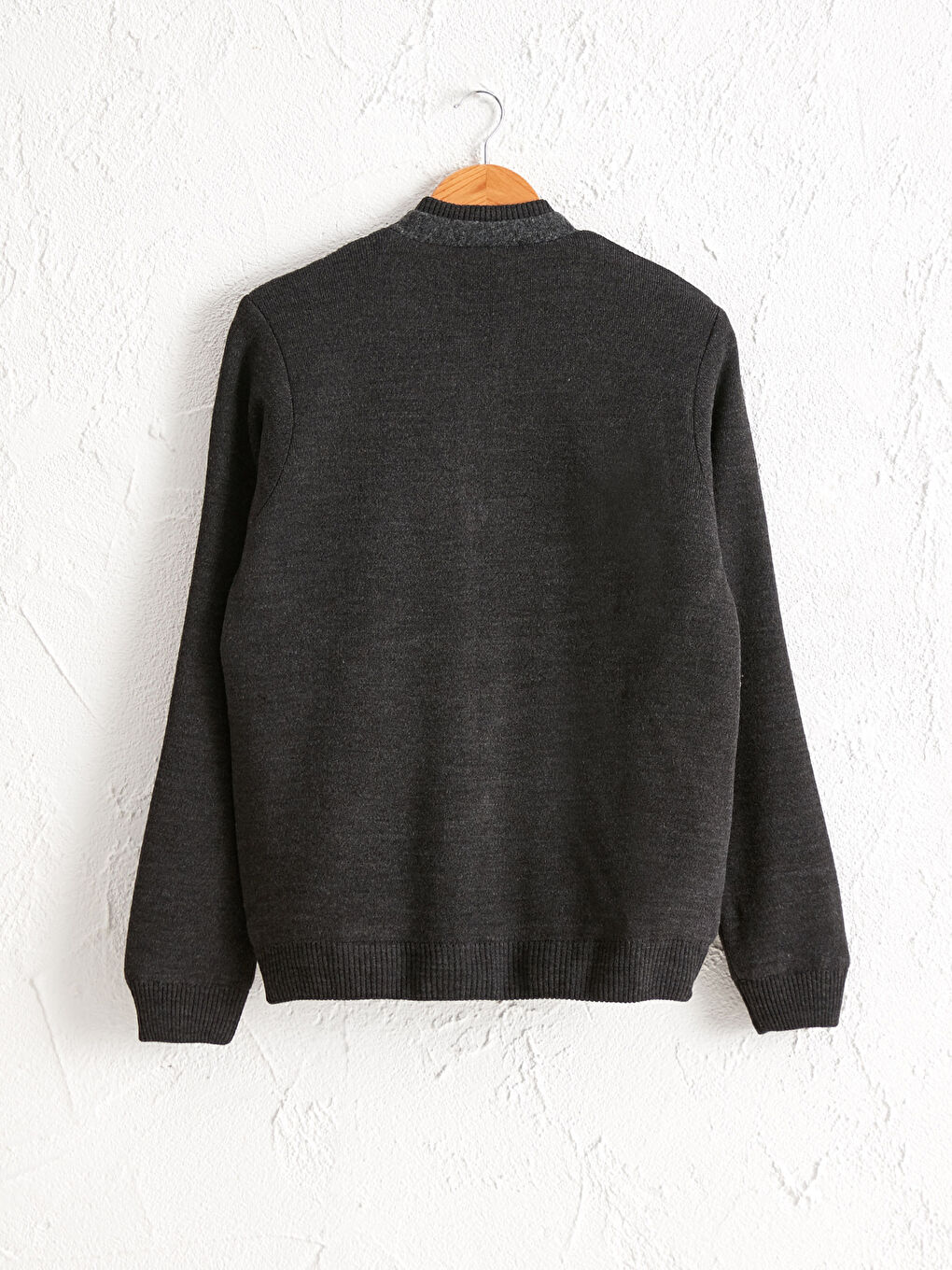 Gri Kolej Yaka Kapitone İnce Hırka-1