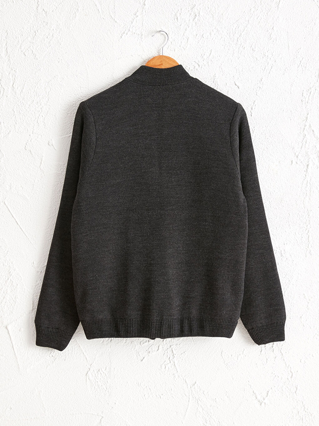 Antrasit Standart Kalıp Dik Yaka Hırka-1