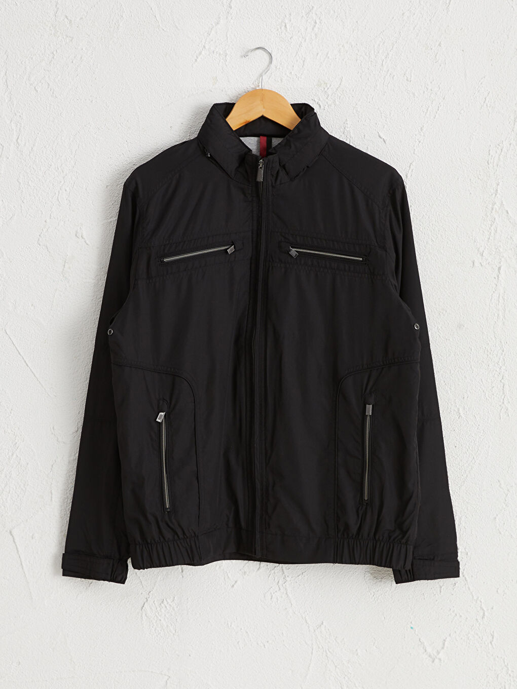 Siyah Dik Yaka İnce Basic Mont-6