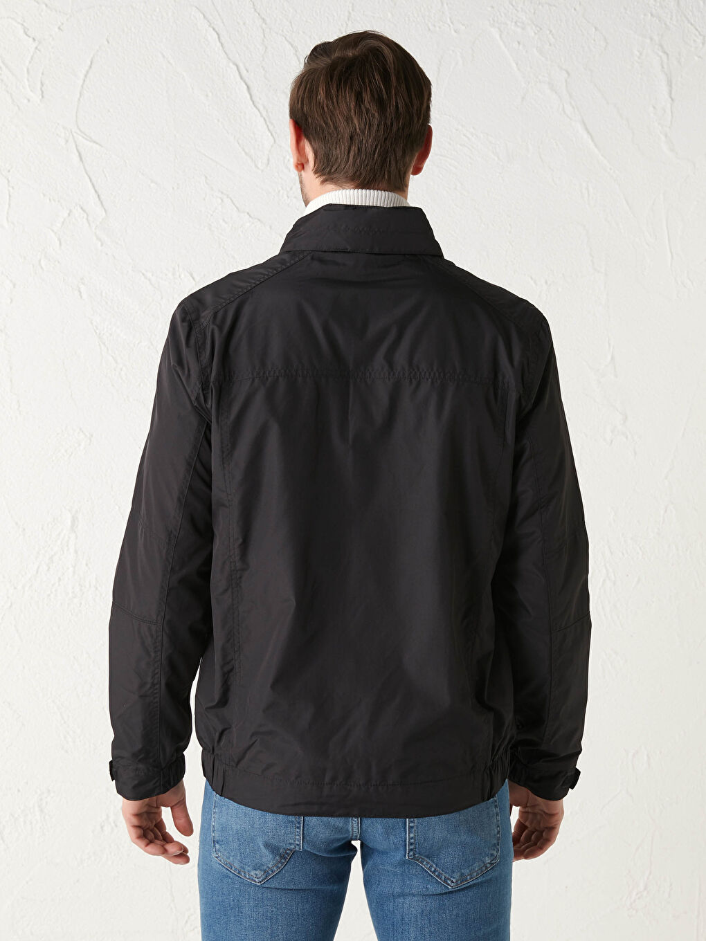 Siyah Dik Yaka İnce Basic Mont-5