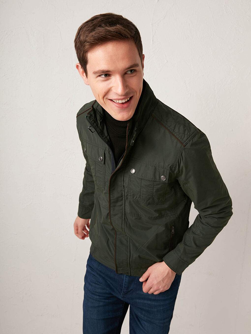 Бомбер с прямым воротником для мужчин