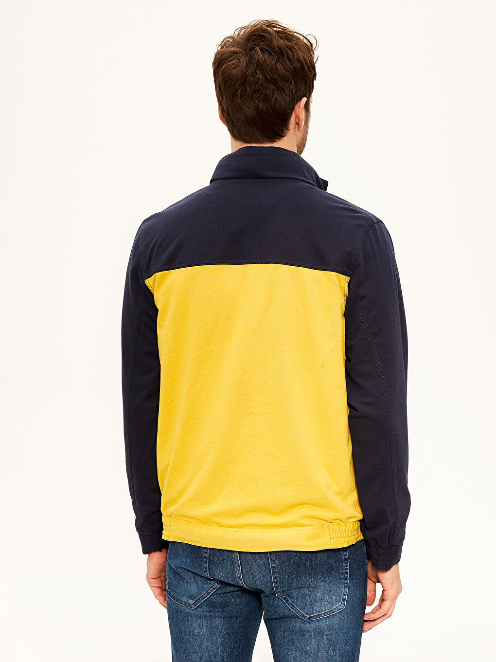 Petrol Dik Yaka Çift Taraflı İnce Mont-5