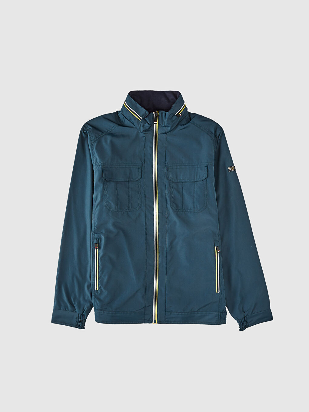 Petrol Dik Yaka Çift Taraflı İnce Mont-7