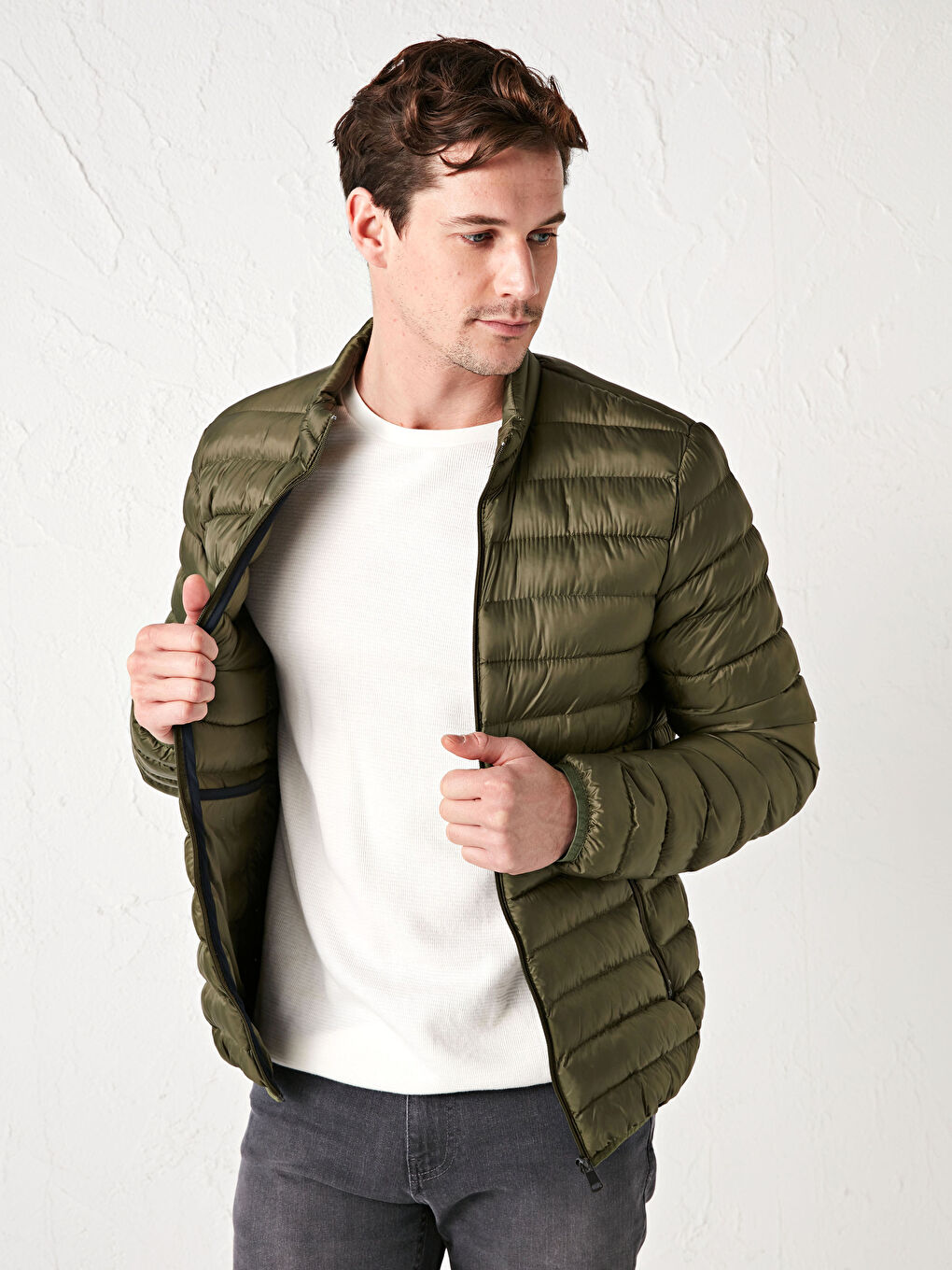 Yeşil Standart Kalıp Erkek Şişme Mont-1