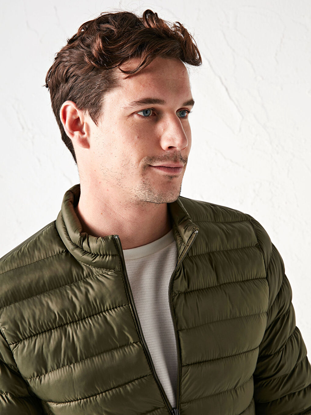 Yeşil Standart Kalıp Erkek Şişme Mont-2