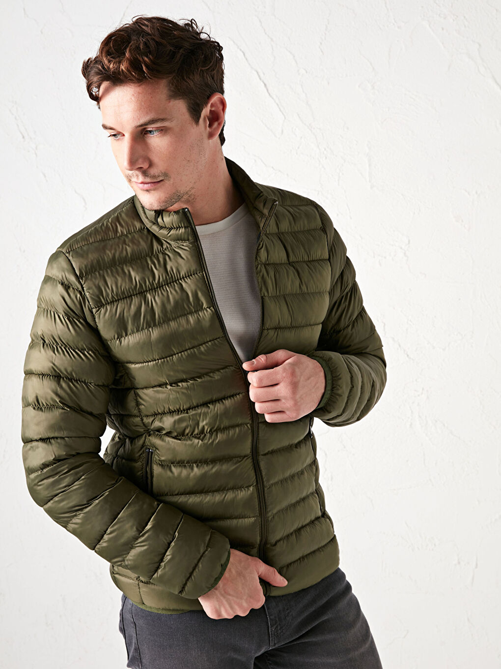 Yeşil Standart Kalıp Erkek Şişme Mont