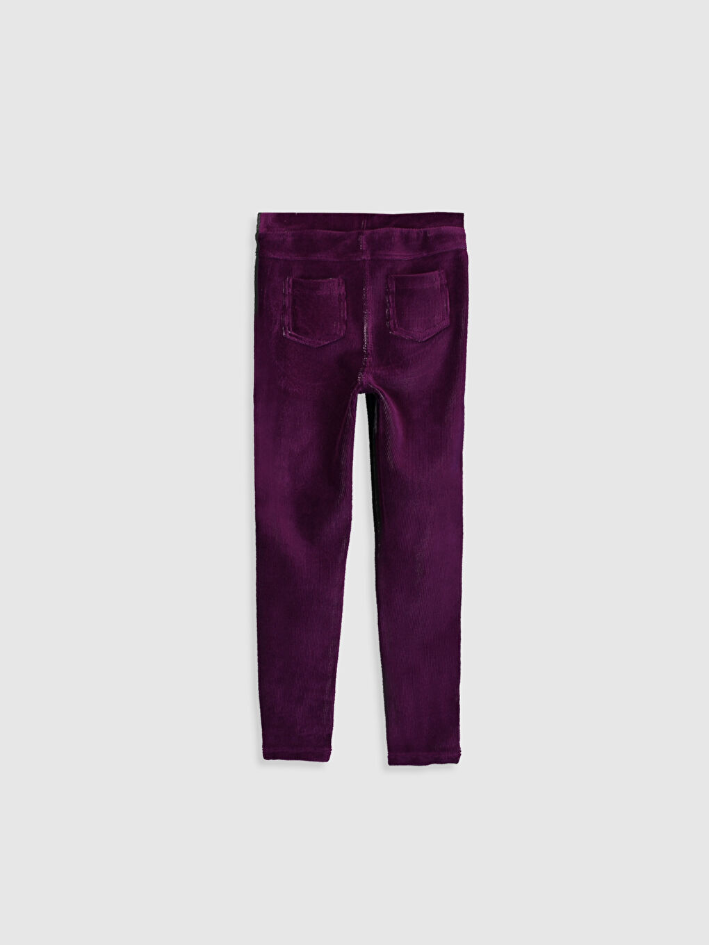 Mor Beli Lastikli Basic Kadife Kız Çocuk Uzun Tayt-1