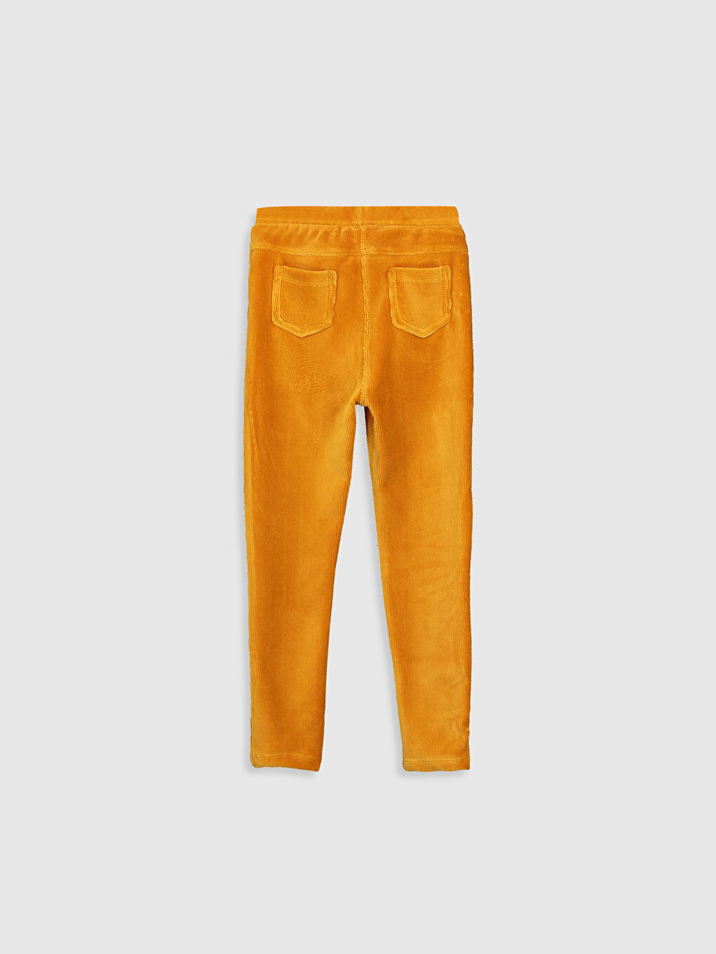 Sarı Beli Lastikli Basic Kadife Kız Çocuk Uzun Tayt-1