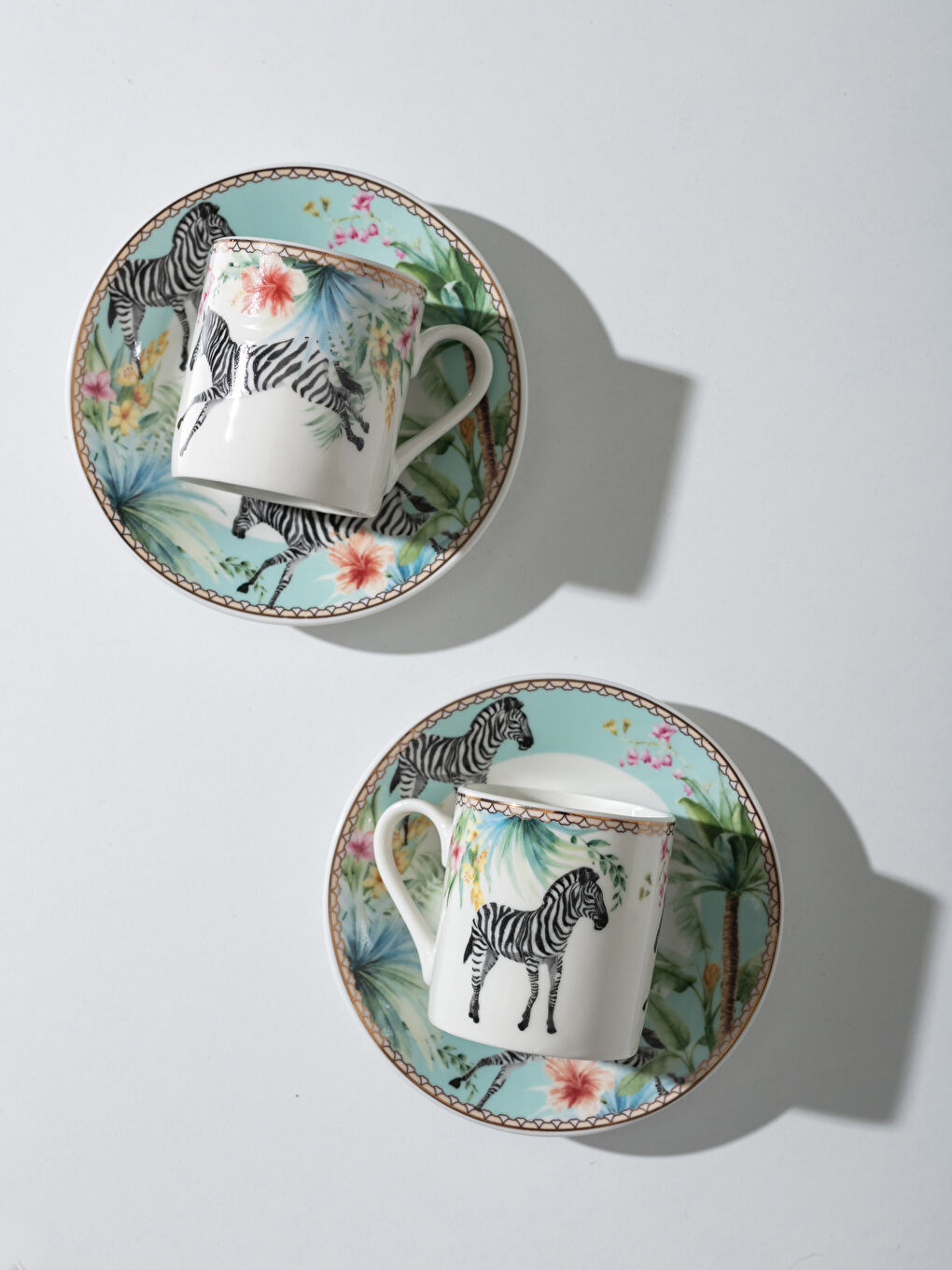 Karışık Zebra Baskılı Porselen Fincan Seti 2'li-2