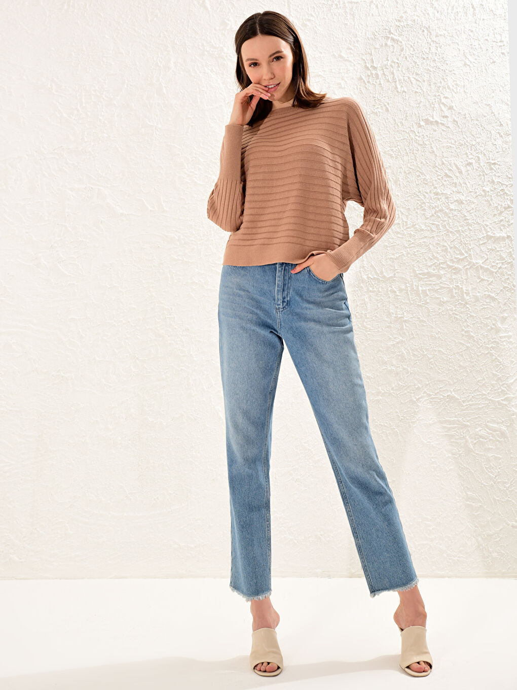 Светр з рукавами летюча миша, трикотажний, для жінок-2