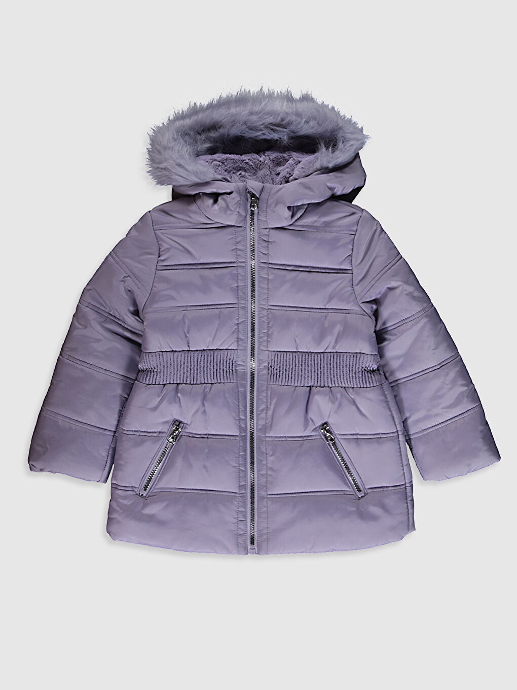 Қыз түкті капюшонды пальто