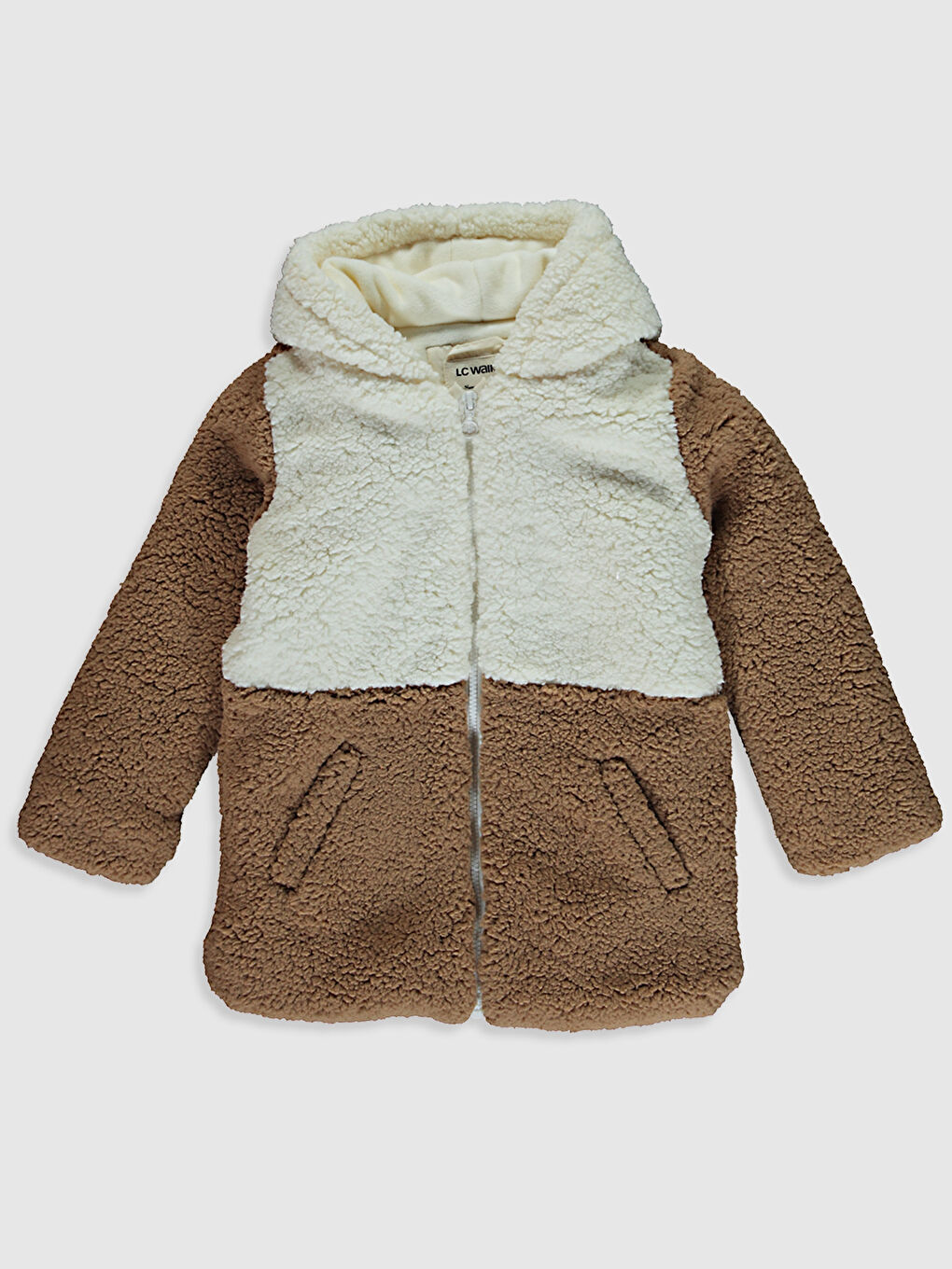 Girl's Plush Short Coat with Hood