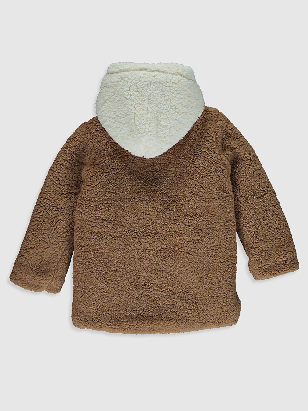 Girl's Plush Short Coat with Hood-1