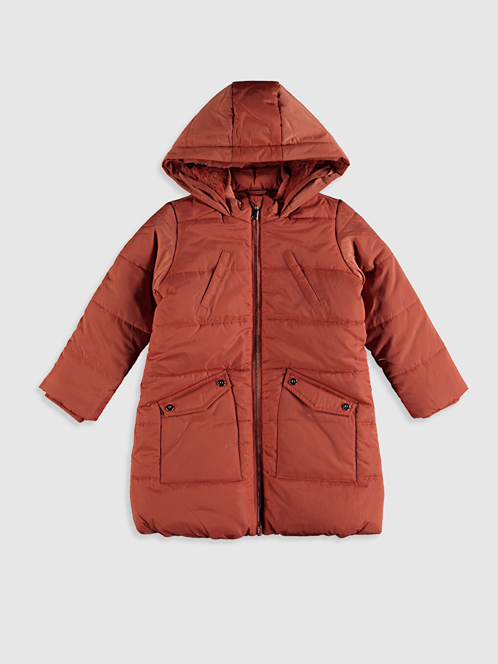 გოგონას ქურთუკი კაპიუშონით-1