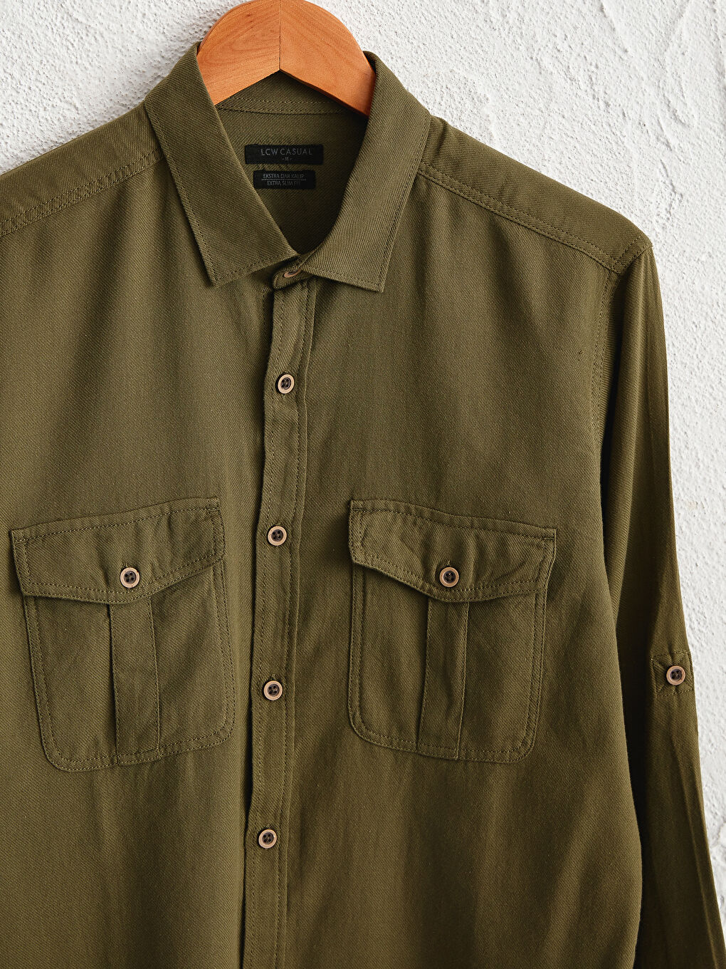 Extra Slim Fit Long Sleeve Gabardine Shirt-3