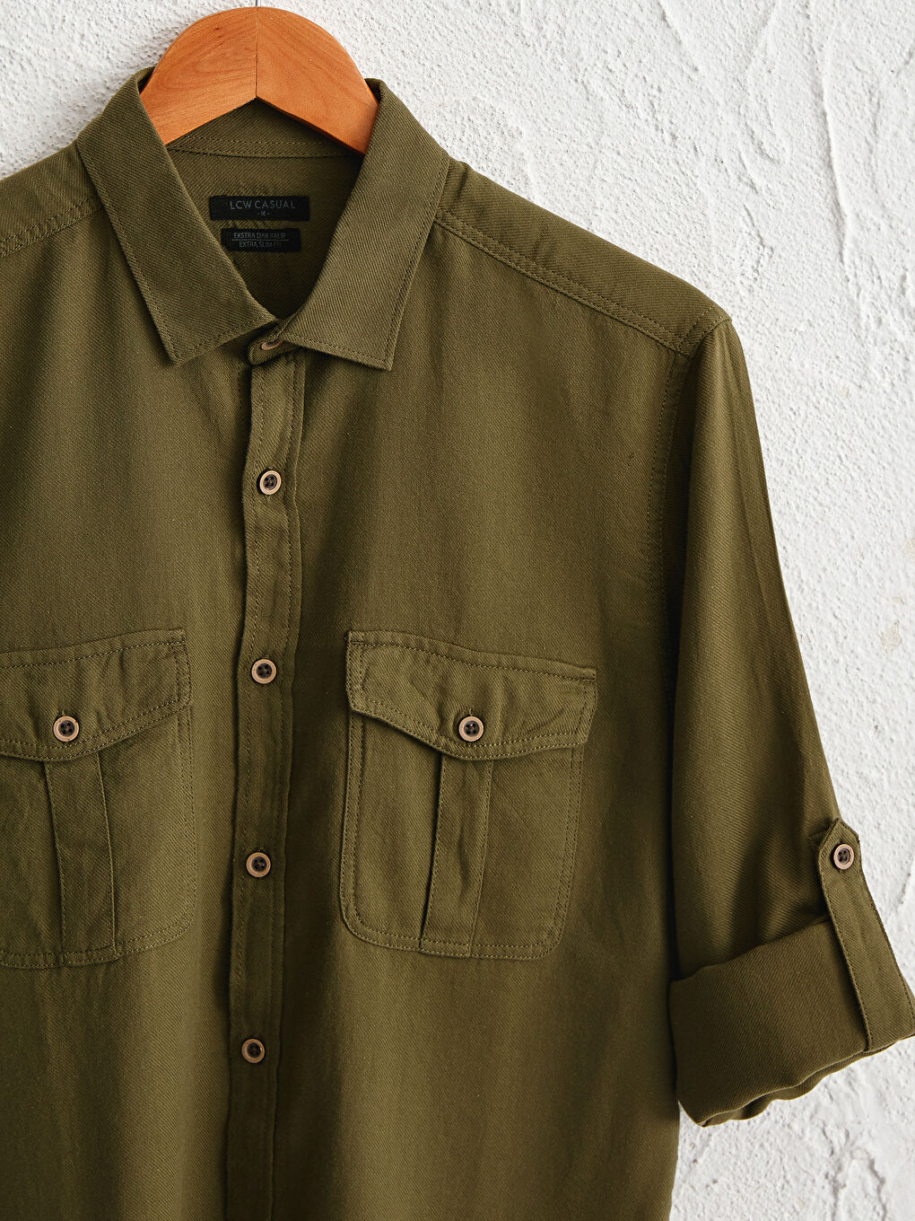 Extra Slim Fit Long Sleeve Gabardine Shirt-1