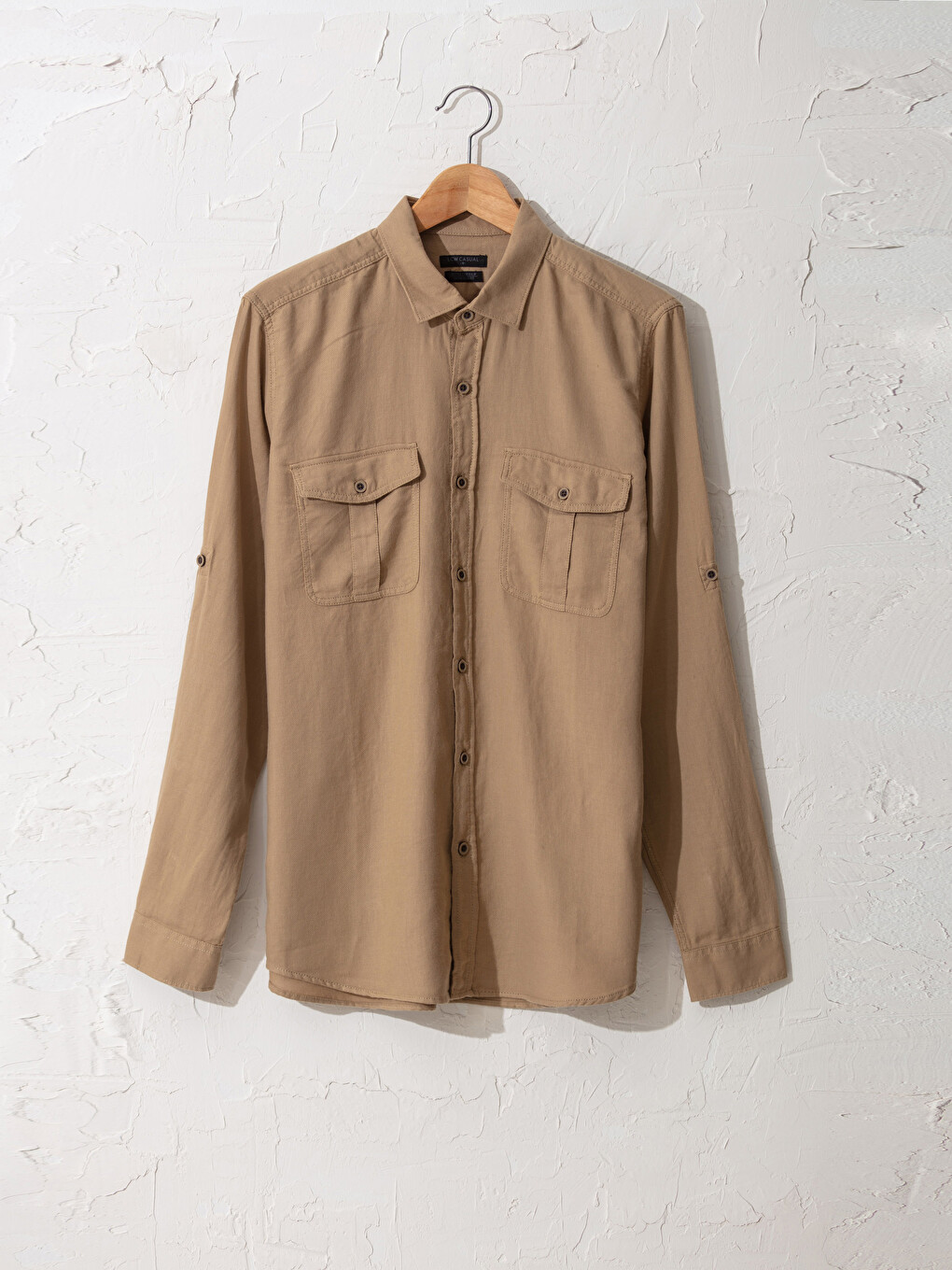Extra Slim Fit Long Sleeve Gabardine Shirt