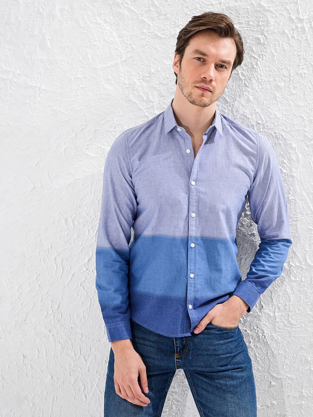 Екстра вузька сорочка з довгим рукавом з оксфордської тканини