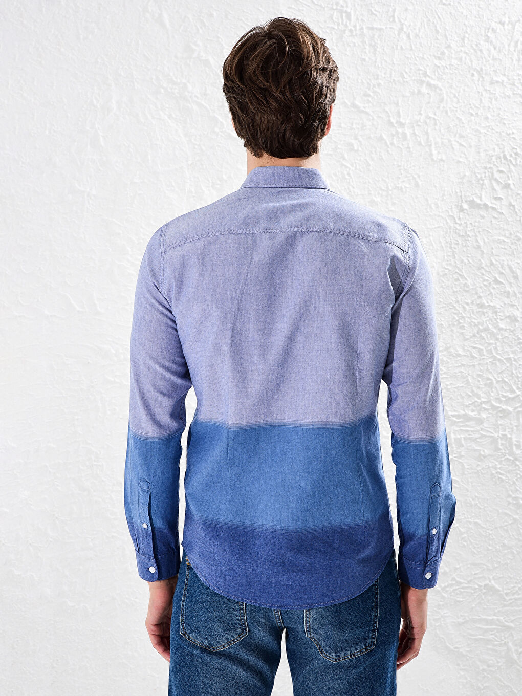 Екстра вузька сорочка з довгим рукавом з оксфордської тканини-2