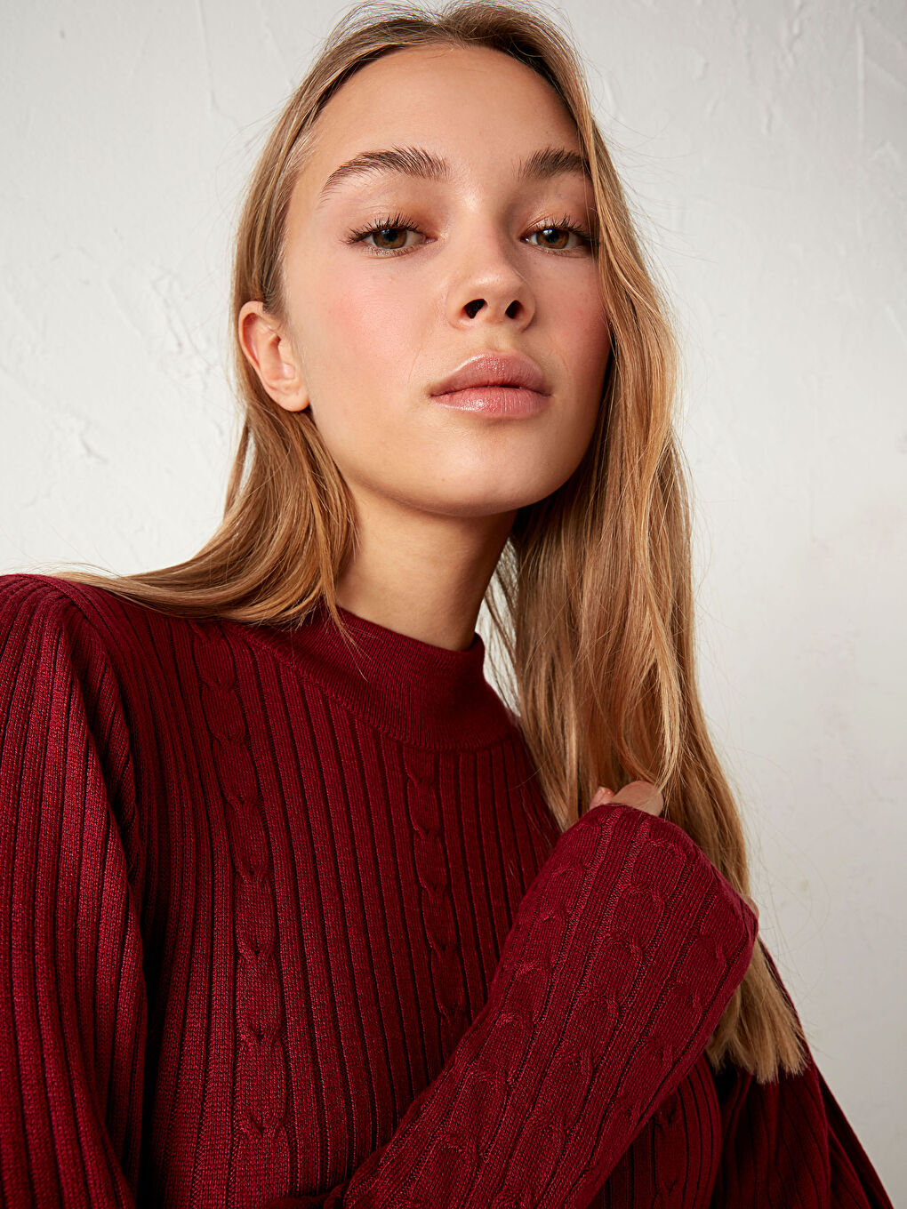 Pulover Subțire din Tricot cu Mâneca Balon-3