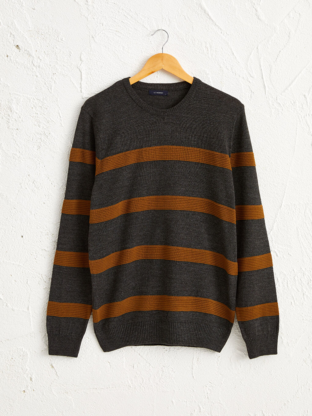 Crew Neck Striped Lightweight Tricot Jumper