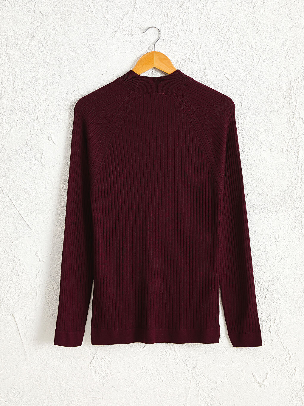 Bordo Yarım Balıkçı Yaka İnce Triko Kazak-1