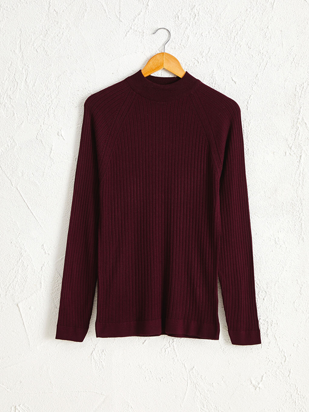 Bordo Yarım Balıkçı Yaka İnce Triko Kazak