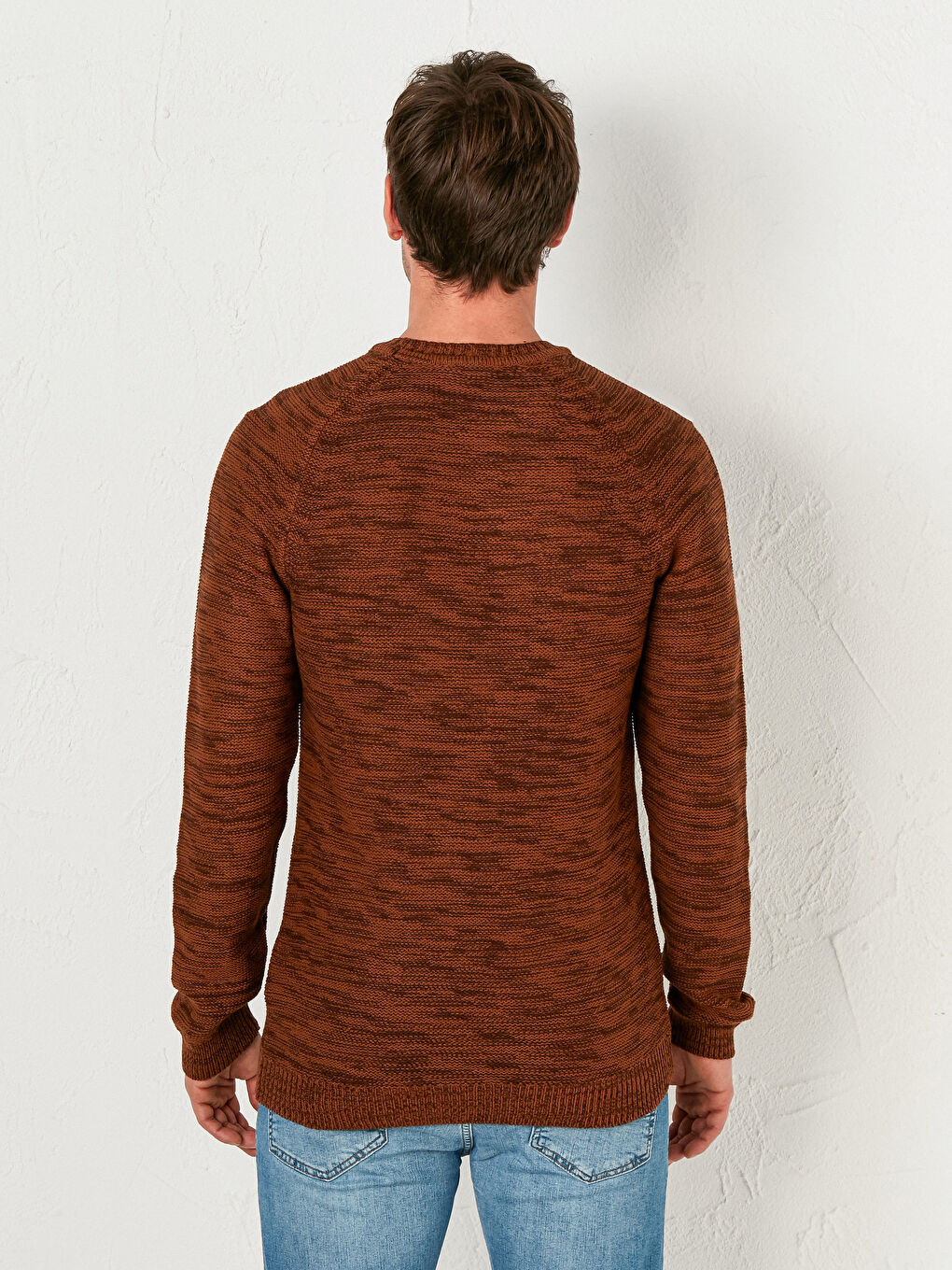 Kahverengi Bisiklet Yaka Akrilik Triko Kazak-2