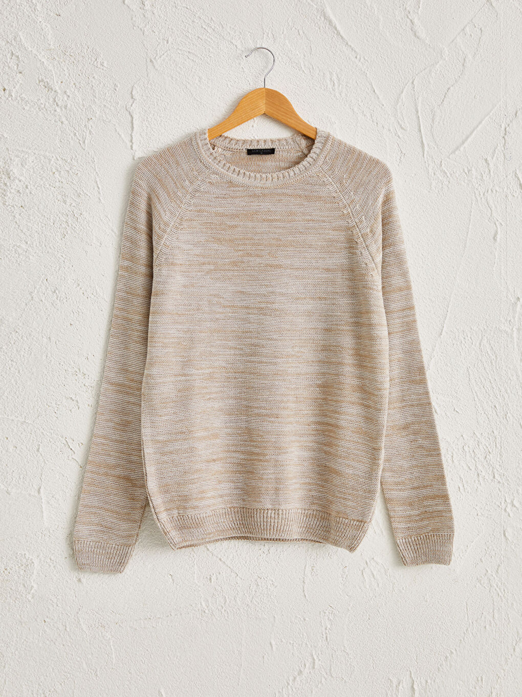 Bej Bisiklet Yaka Akrilik Triko Kazak