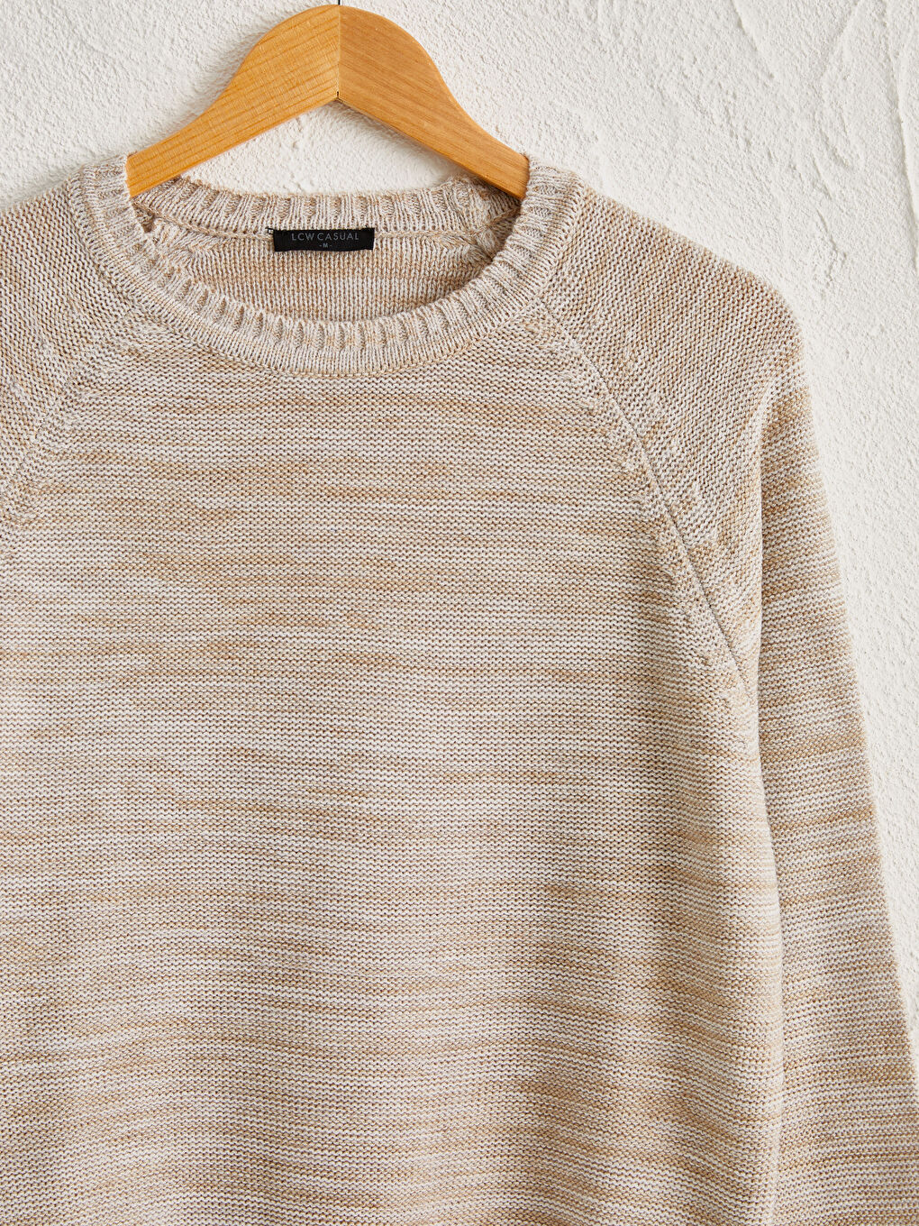 Bej Bisiklet Yaka Akrilik Triko Kazak-2