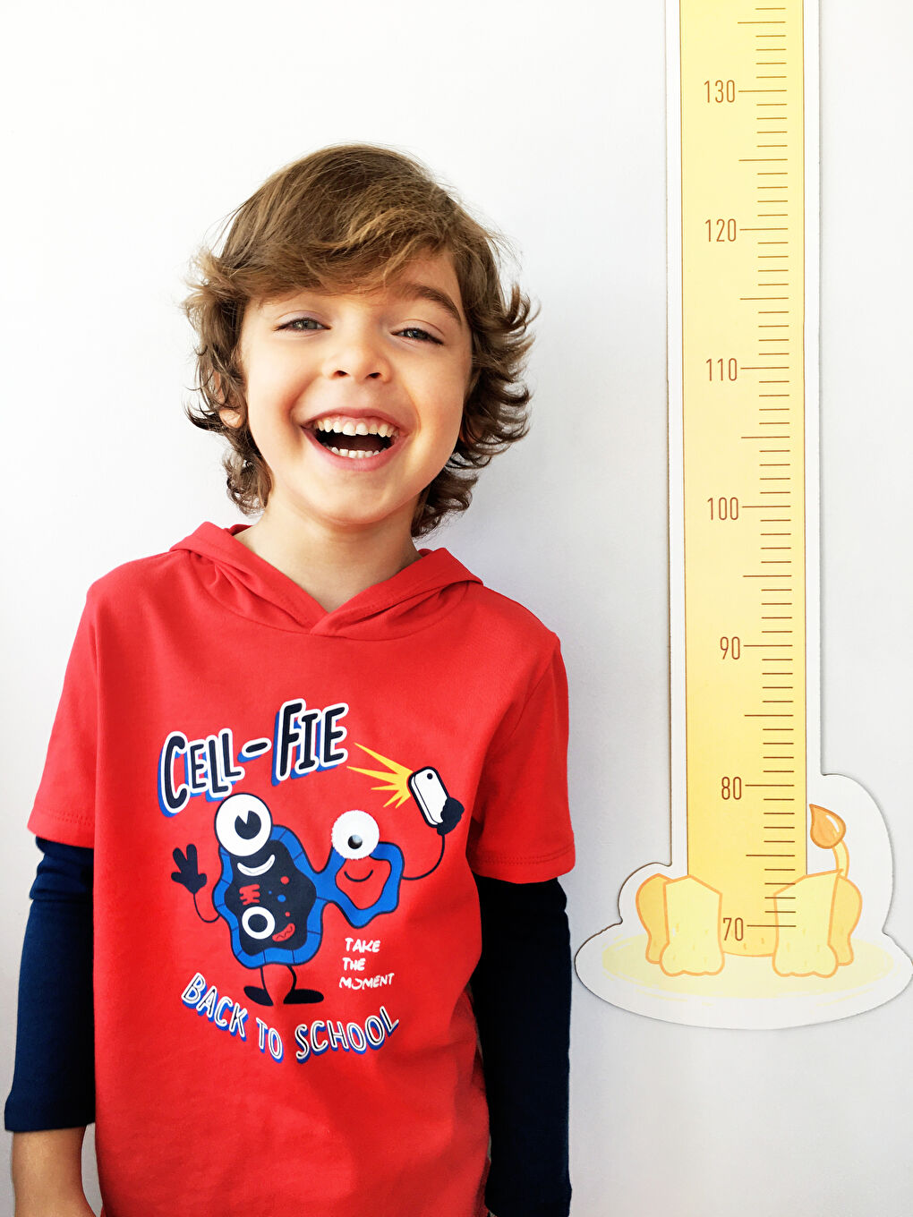 Kırmızı Erkek Çocuk Baskılı Kapüşonlu Tişört