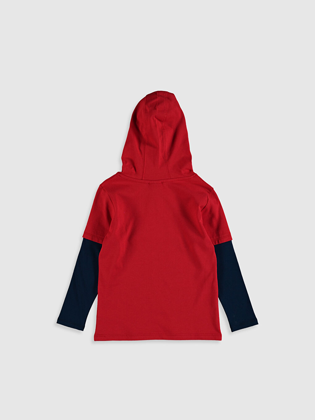 Kırmızı Erkek Çocuk Baskılı Kapüşonlu Tişört-2