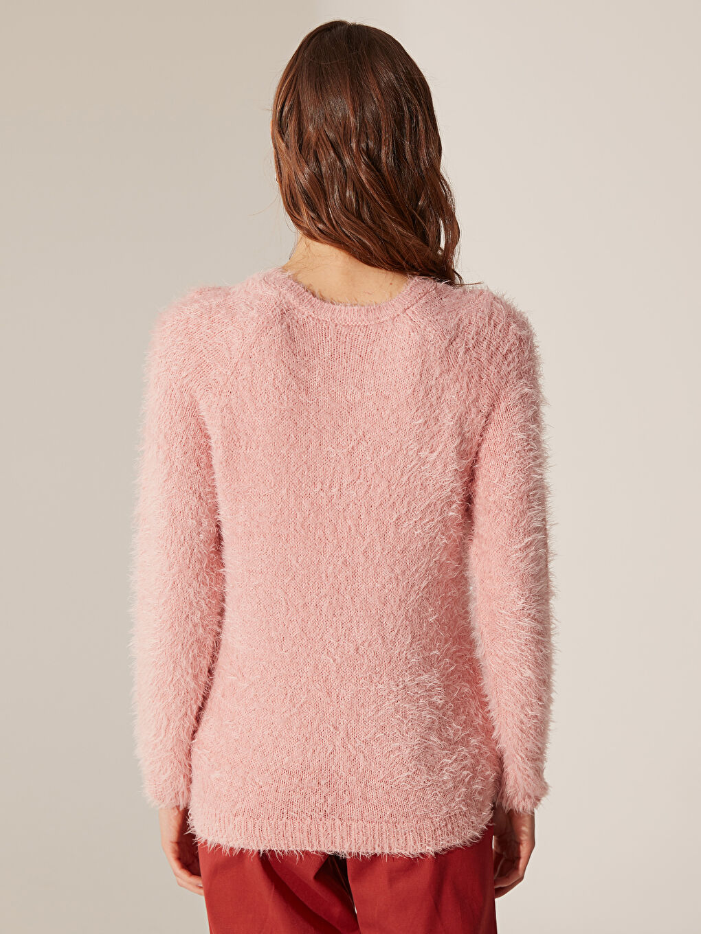 Свитер Женский Трикотажный С Круглым Вырезом И Длинными Рукавами Стандартного Кроя-3