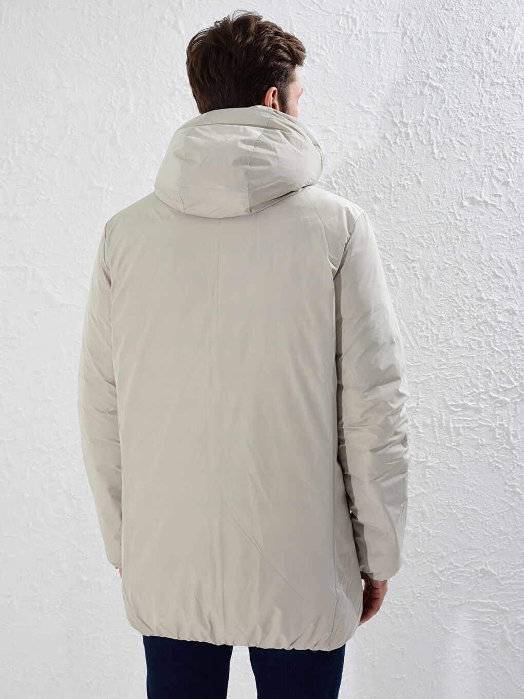 Lacivert Rahat Kalıp Kapüşonlu Çift Taraflı Şişme Mont-6