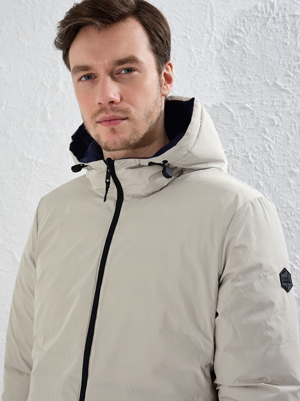 Lacivert Rahat Kalıp Kapüşonlu Çift Taraflı Şişme Mont-8