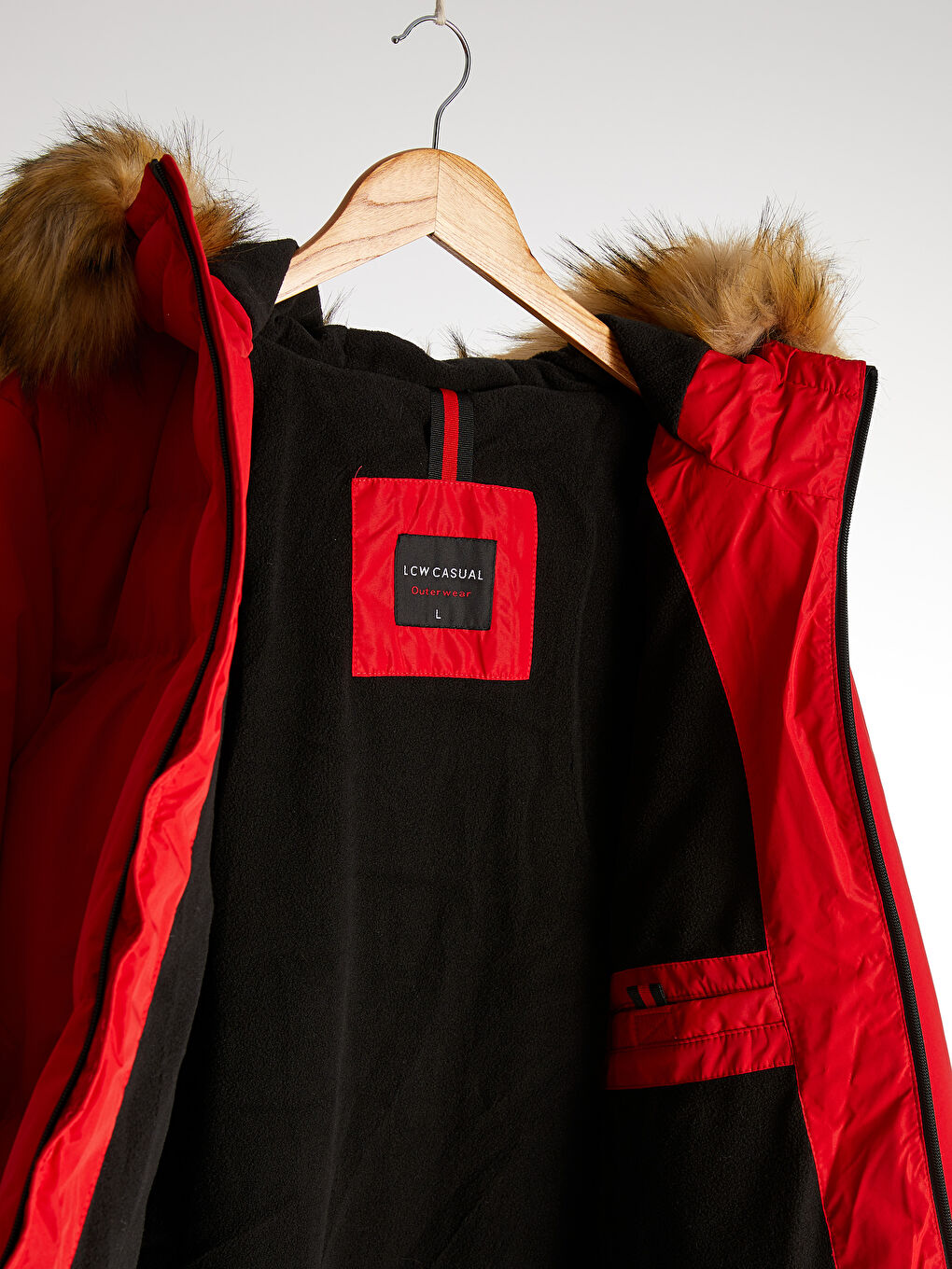 Palton Scurt Gros cu Guler din Blană, Croială Standard-2