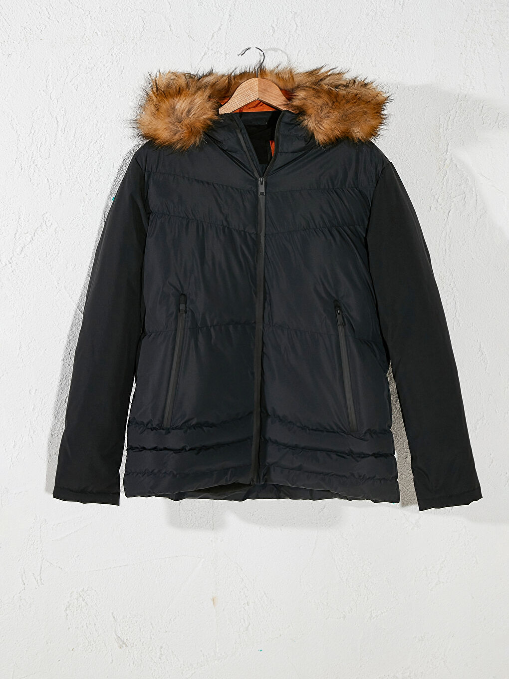XSIDE Standard Fit Fur Neck Heavy Short Coat -0W1643Z8-J0F