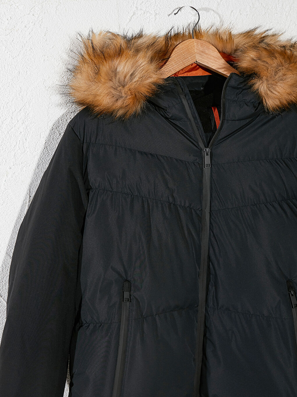 XSIDE Standard Fit Fur Neck Heavy Short Coat -0W1643Z8-J0F