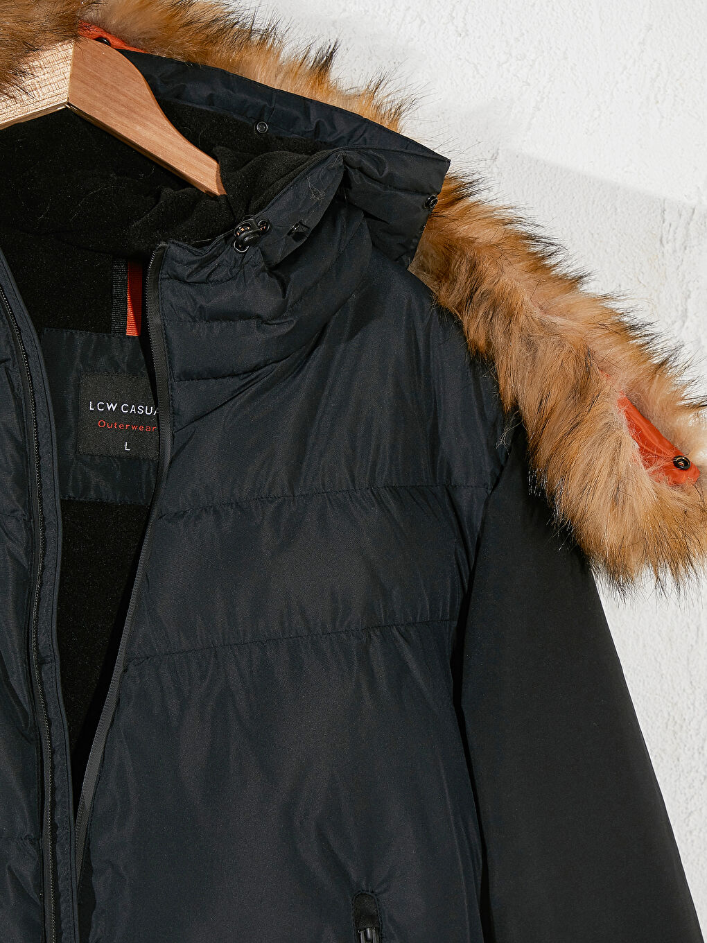 XSIDE Standard Fit Fur Neck Heavy Short Coat -0W1643Z8-J0F